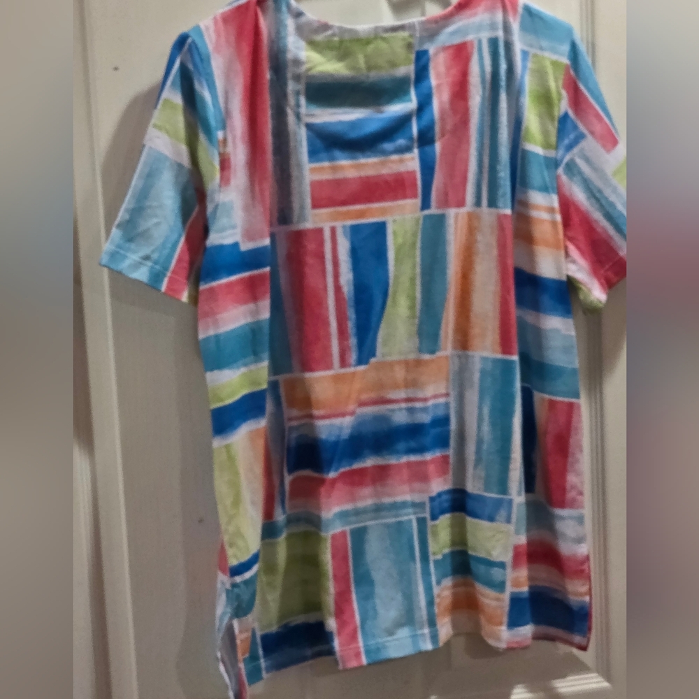 Alfred Dunner Multicolor Patchwork Short Sleeve T… - image 5